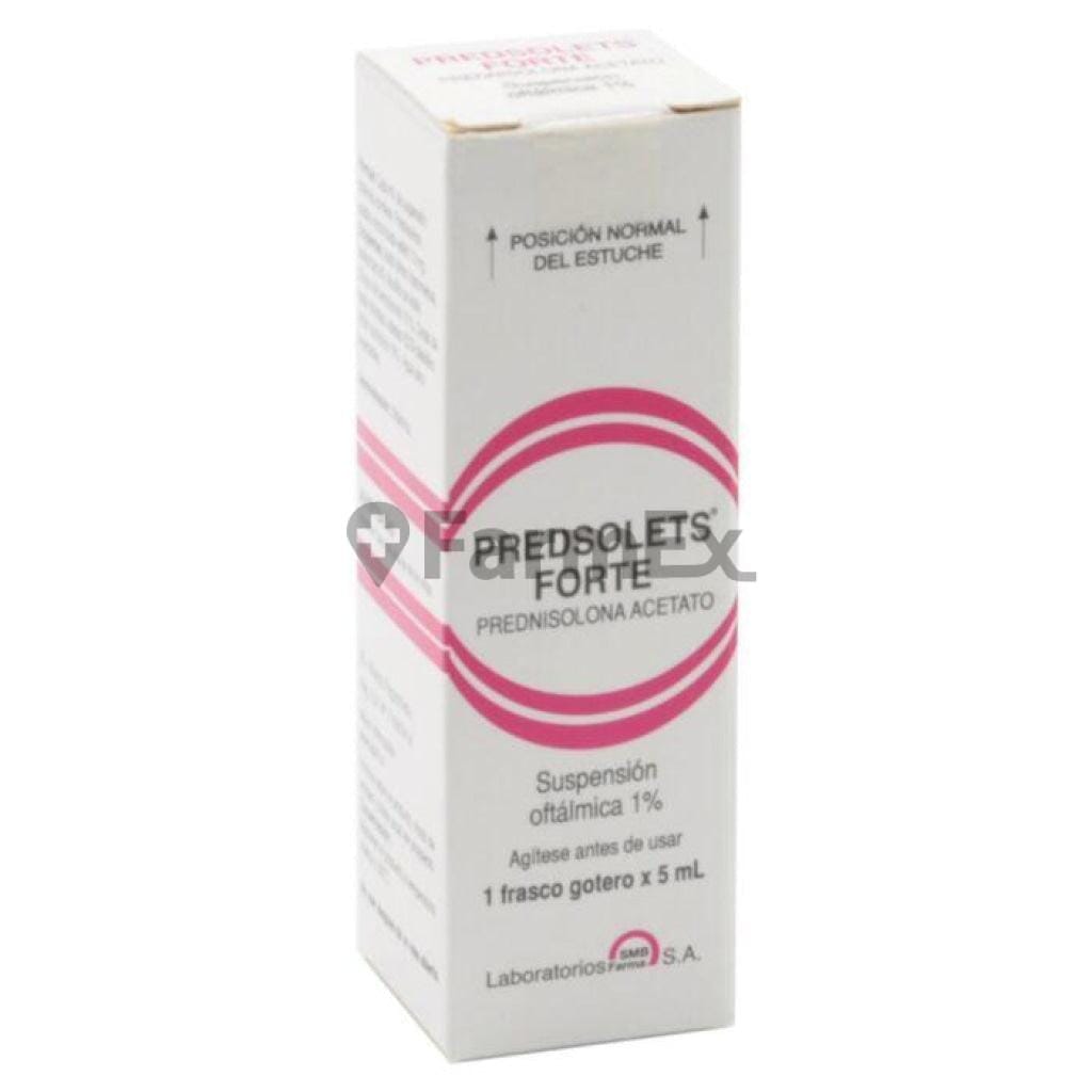 Predsolets Forte (PREDNISOLONA) Suspensión Oftálmica 1% x 5 mL (vencimiento enero 2024 ) Farmex-Fonasa-Persistente